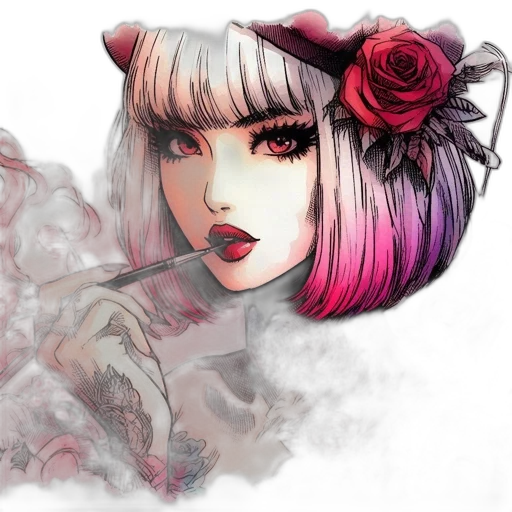 fantasy art, photorealistic, anime, watercolor, fire, red, pastel, dark transparent PNG cut-out