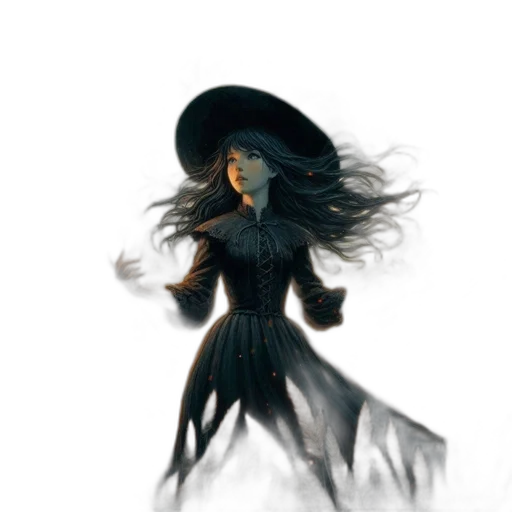 dress, hair, hat, mask, concept art, fantasy art, pixel art, comic book art transparent PNG cut-out
