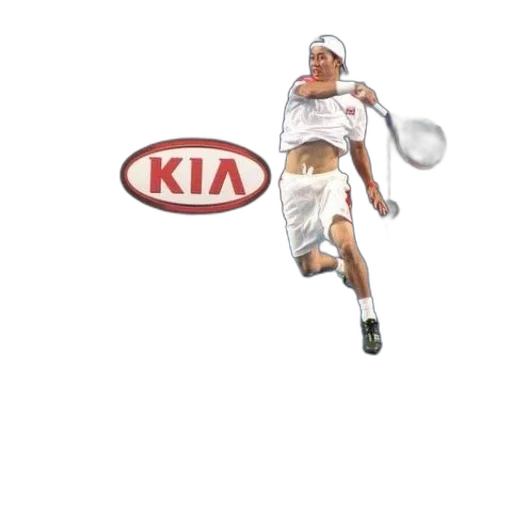 photorealistic, tennis, player, action, court, kia, advertisement, background transparent PNG cut-out
