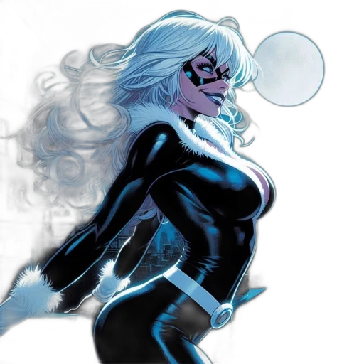 mask, comic book art, concept art, female, superhero, possibly, black, cat transparent PNG cut-out