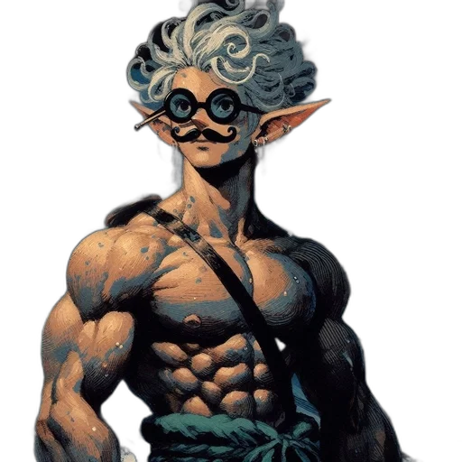 creature, staff, concept art, fantasy art, comic book art, pixel art, elf-like, character transparent PNG cut-out