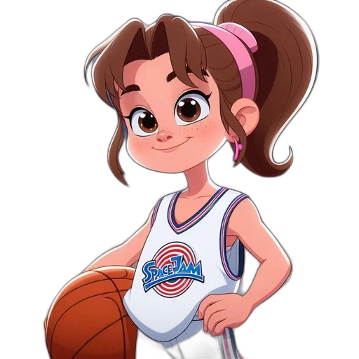 cartoon, concept art, anime, 3d render, young, brown-haired, girl, space transparent PNG cut-out