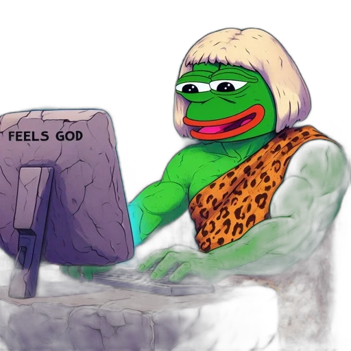 robot, face, animated, figure, reminiscent, pepe, frog, has transparent PNG cut-out