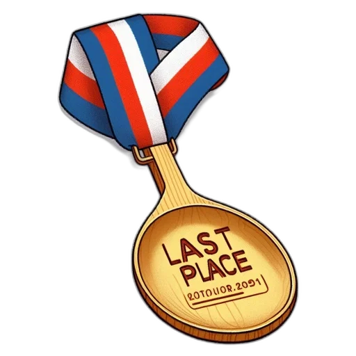wooden, medal, features, tri-color, ribbon, blue-white-red, above, last transparent PNG cut-out