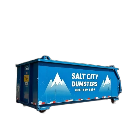 3d render, blue, dumpster, words, salt, city, dumsters, written transparent PNG cut-out