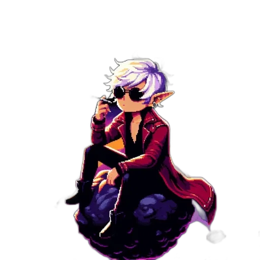 staff, dragon, jacket, dress, pixel art, concept art, fantasy art, cyberpunk transparent PNG cut-out