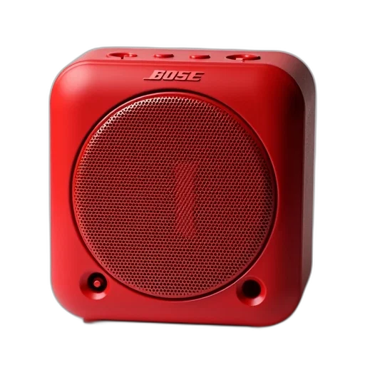robot, 3d render, red, portable, speaker, circular, grille, word transparent PNG cut-out