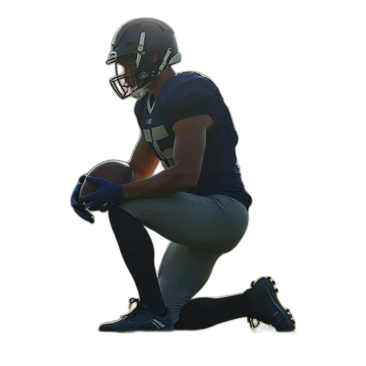 robot, concept art, football, player, kneeling, while, holding, ball transparent PNG cut-out