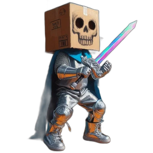 robot, mask, weapon, staff, concept art, cyberpunk, 3d render, pixel art transparent PNG cut-out