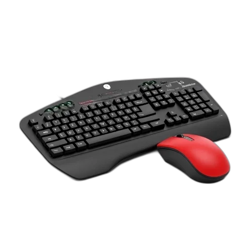 3d render, black, wireless, keyboard, red, mouse, attached, displayed transparent PNG cut-out
