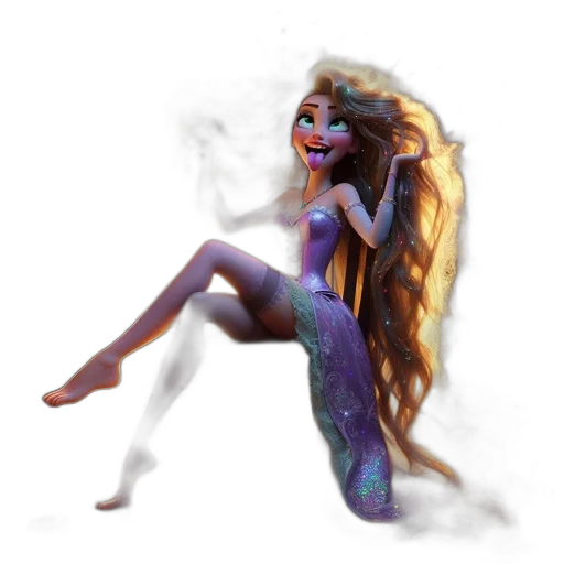 hair, creature, dress, concept art, fantasy art, watercolor, pixel art, underwater transparent PNG cut-out