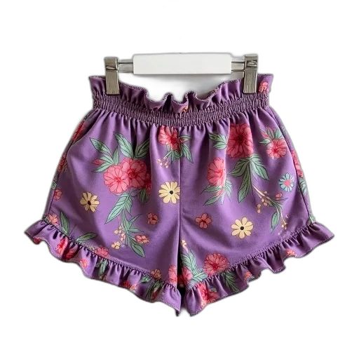 dress, pair, floral, patterned, shorts, mix, purple, pink transparent PNG cut-out
