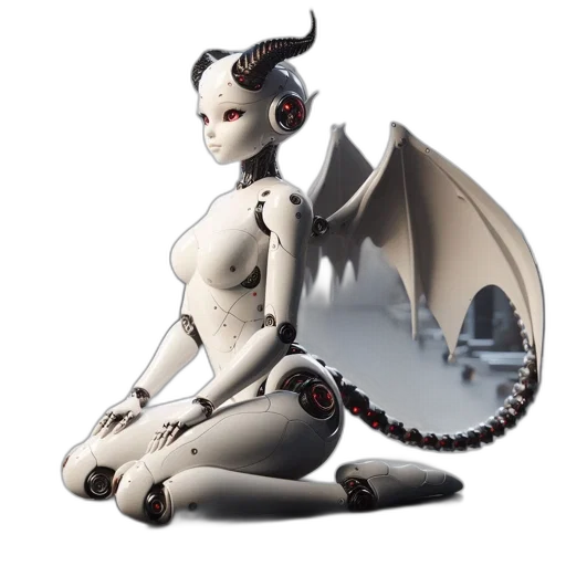 dragon, robot, 3d render, concept art, fantasy art, pixel art, anthropomorphic, distinctive transparent PNG cut-out
