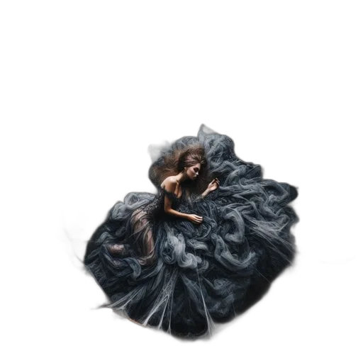 dress, hair, crown, umbrella, concept art, pixel art, fantasy art, photorealistic transparent PNG cut-out