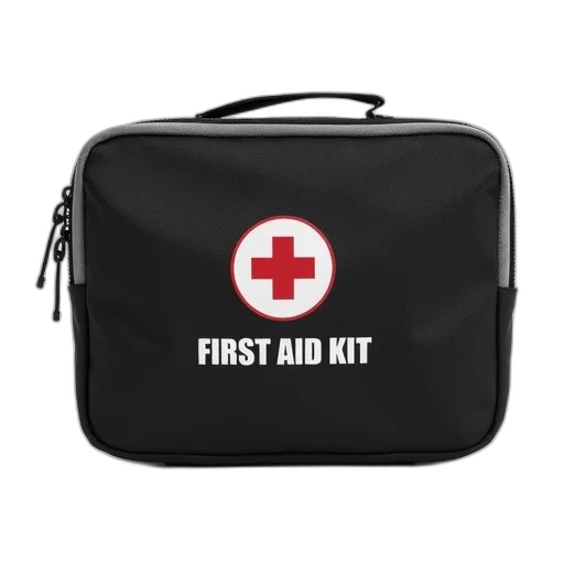 black, first, aid, kit, white, cross, logo, front transparent PNG cut-out