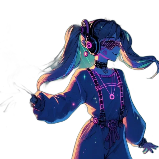 dress, robot, jacket, mask, cyberpunk, concept art, vaporwave, anime transparent PNG cut-out