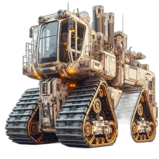 robot, weapon, concept art, 3d render, photorealistic, fantasy art, large, beige transparent PNG cut-out