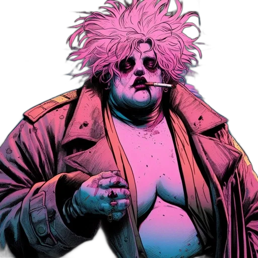 jacket, cyberpunk, comic book art, concept art, vaporwave, neon, animated, figure transparent PNG cut-out