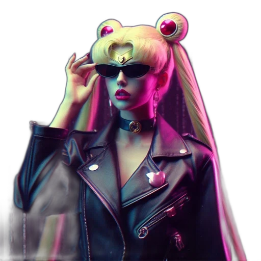 jacket, mask, creature, animal, cyberpunk, concept art, vaporwave, 3d render transparent PNG cut-out