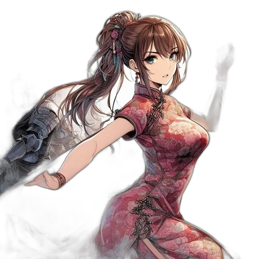 dress, weapon, staff, sword, fantasy art, concept art, anime, photorealistic transparent PNG cut-out