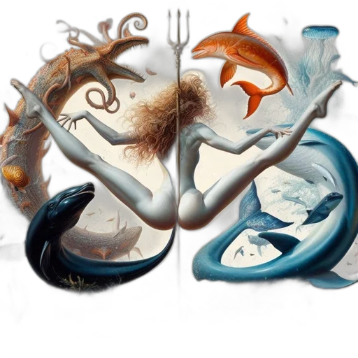 food, concept art, fantasy art, watercolor, underwater, blue, enchanting, scene transparent PNG cut-out