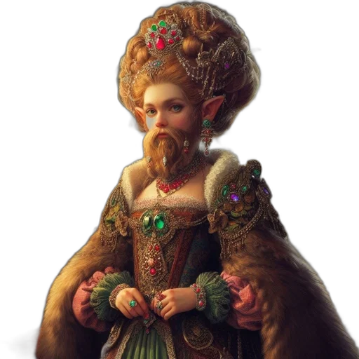 crown, jewelry, staff, dress, fantasy art, concept art, 3d render, photorealistic transparent PNG cut-out