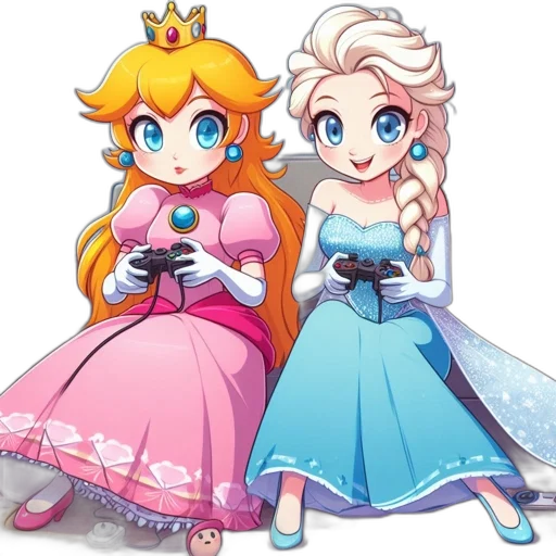 dress, crown, pixel art, concept art, 3d render, fantasy art, two, animated transparent PNG cut-out