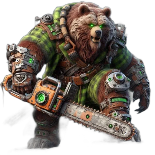 staff, animal, concept art, fantasy art, photorealistic, anthropomorphic, bear, heavily transparent PNG cut-out