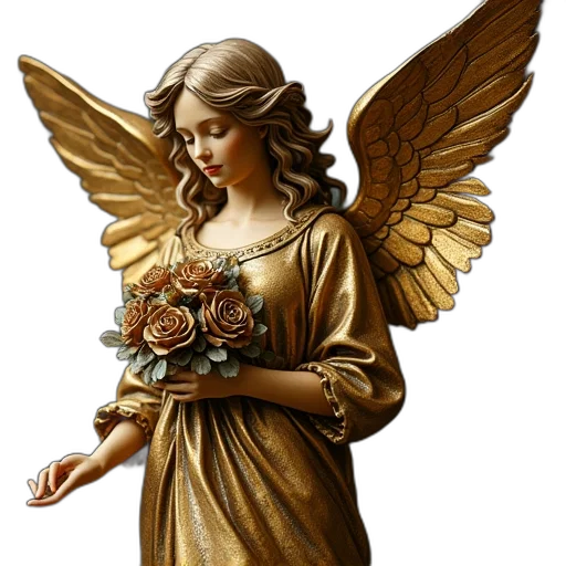 jewelry, fantasy art, photorealistic, oil painting, concept art, golden, earth tones, angel transparent PNG cut-out