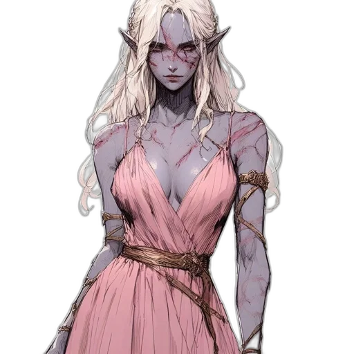 dress, creature, staff, concept art, fantasy art, pixel art, comic book art, dark transparent PNG cut-out