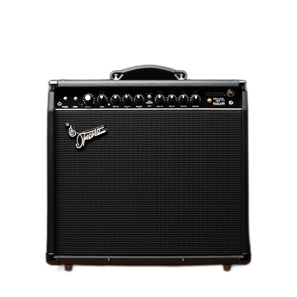 weapon, black, amplifier, silver, handle, top, logo, front transparent PNG cut-out