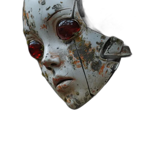 mask, robot, face, creature, cyberpunk, concept art, 3d render, photorealistic transparent PNG cut-out