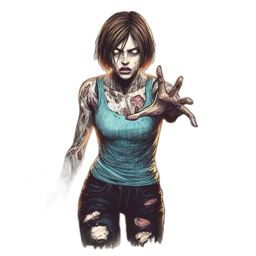 face, comic book art, concept art, fantasy art, pixel art, foggy, forest, woman transparent PNG cut-out