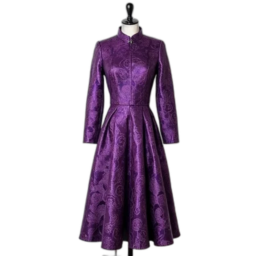 dress, jacket, dark, purple, garment, intricate, patterns, displayed transparent PNG cut-out