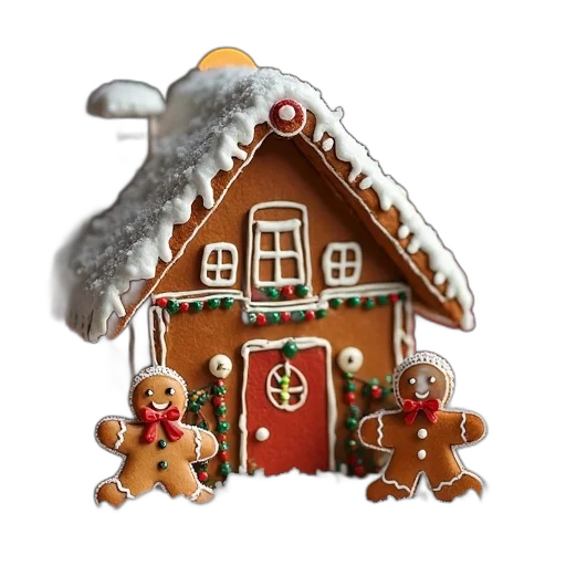 3d render, snow, gingerbread, fact, families, christmas transparent PNG cut-out