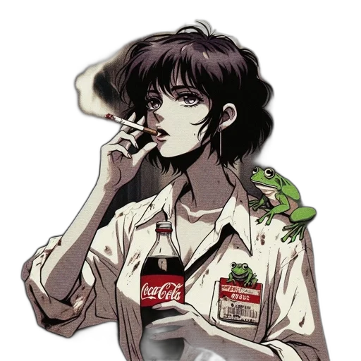 jacket, food, animal, staff, vaporwave, concept art, anime, cyberpunk transparent PNG cut-out