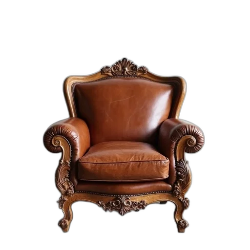 furniture, crown, jacket, staff, 3d render, photorealistic, brown, leather transparent PNG cut-out