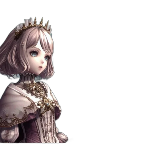 crown, staff, dress, face, concept art, fantasy art, 3d render, pixel art transparent PNG cut-out