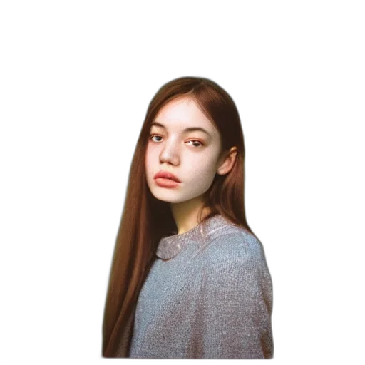 hair, face, jacket, dress transparent PNG cut-out
