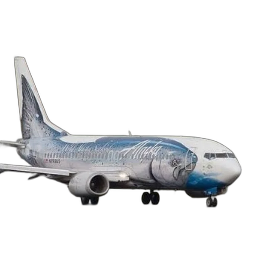 3d render, alaska, airlines, jet, fish, design, fuselage, taxis transparent PNG cut-out