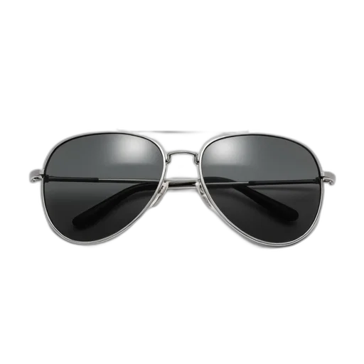pair, silver, sunglasses, black, lenses, displayed, against, white transparent PNG cut-out