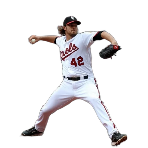 animal, photorealistic, baseball, player, white, uniform, number, pitching transparent PNG cut-out