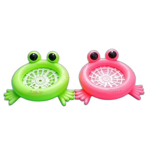 mask, 3d render, pair, colorful, frog-shaped, pool, toys, green transparent PNG cut-out