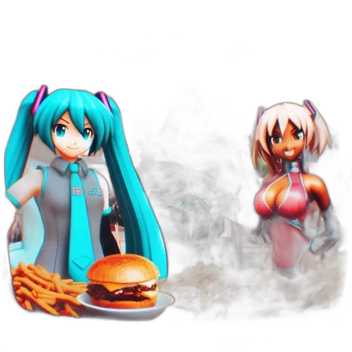 food, 3d render, vaporwave, concept art, anime, fire, outer space, fog transparent PNG cut-out