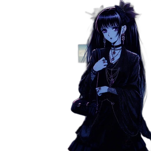 dress, jacket, staff, umbrella, pixel art, anime, concept art, vaporwave transparent PNG cut-out
