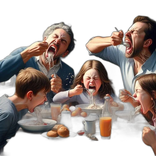 food, photorealistic, concept art, oil painting, family, five, consisting, grandfather transparent PNG cut-out