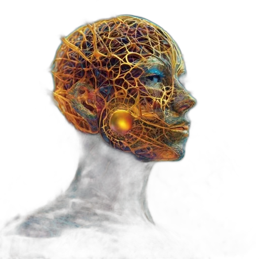 robot, face, mask, crown, concept art, 3d render, photorealistic, cyberpunk transparent PNG cut-out