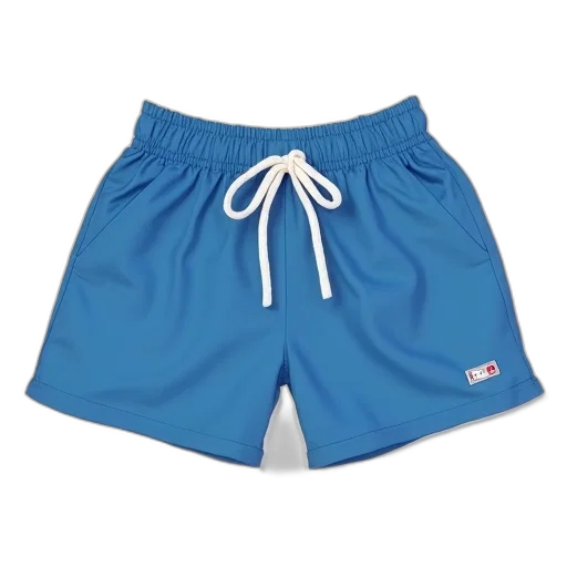 blue, pair, shorts, white, drawstring, displayed, against, background transparent PNG cut-out