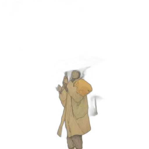 umbrella, staff, hat, jacket, concept art, watercolor, anime, 3d render transparent PNG cut-out