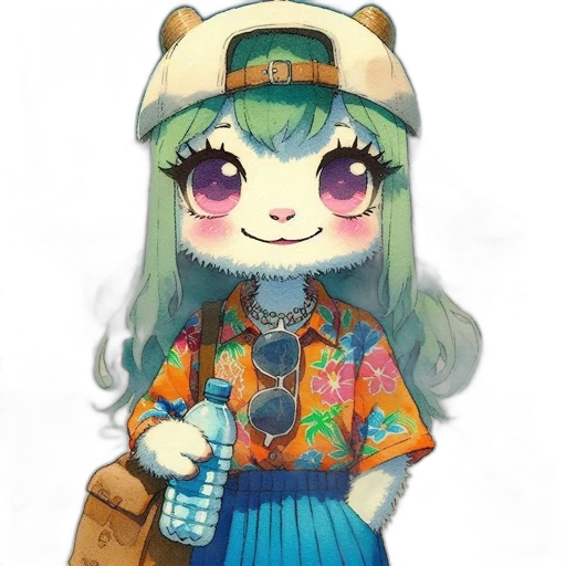 staff, hat, dress, jewelry, anime, pixel art, fantasy art, cartoon transparent PNG cut-out